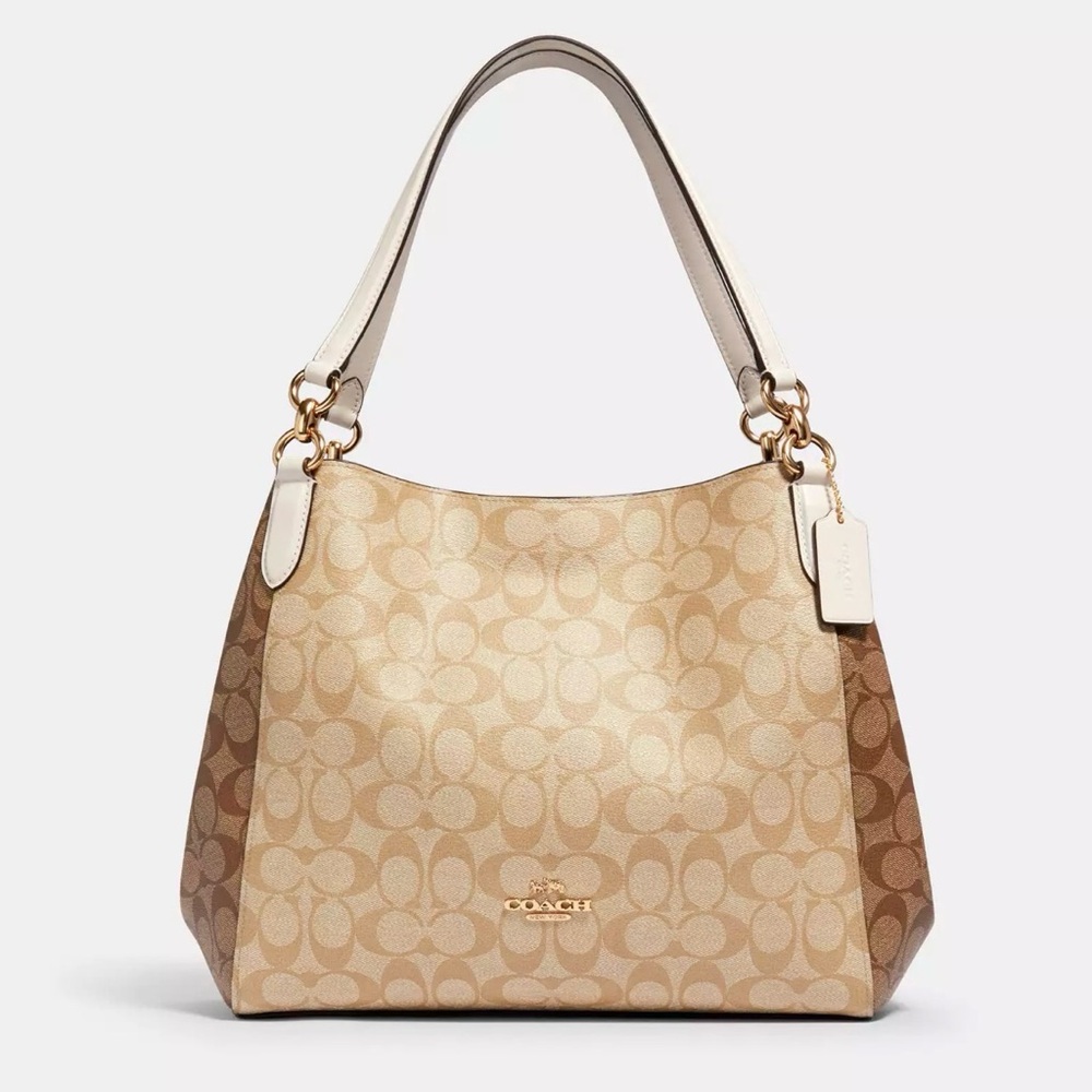 Coach Hallie Shoulder Bag with Snakeskin embossed Trim on zipper